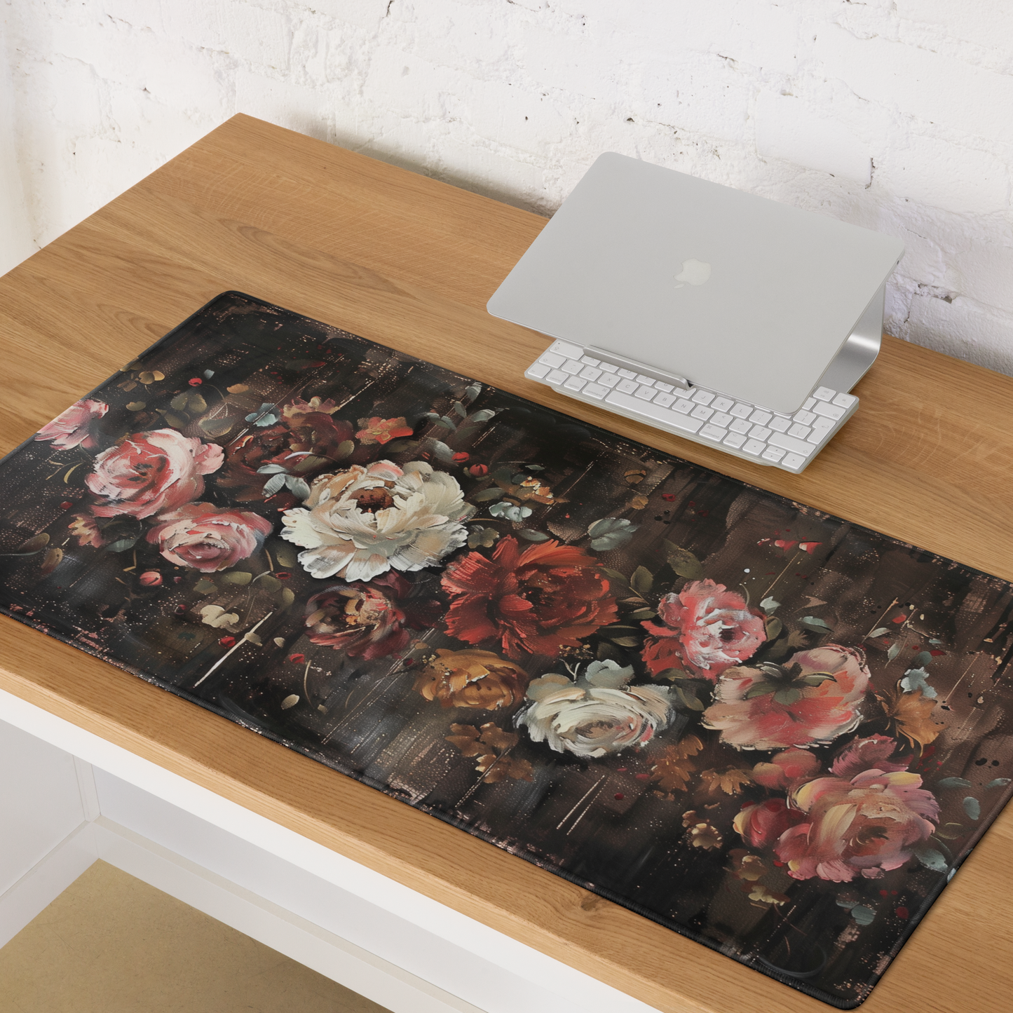 Cottagecore Rustic Roses Floral Extended XL Gaming Mouse Pad