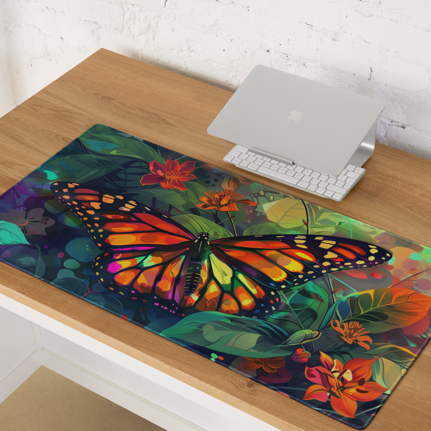 Brilliant Monarch Butterfly Flowers Extended XL Gaming Mouse Pad