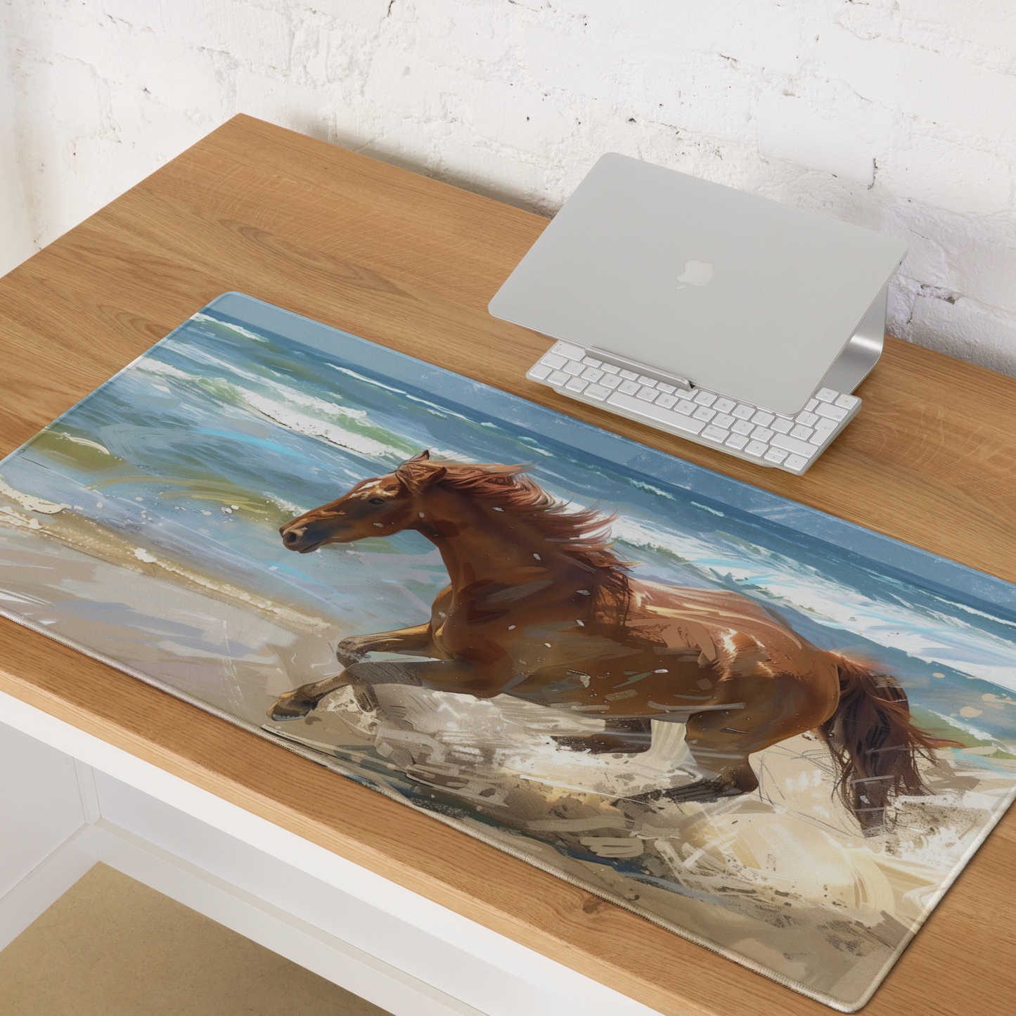 Wild Horse Oceanside Landscape Desk Mat, North Carolina Inspiration Extended XL Gaming Mouse Pad