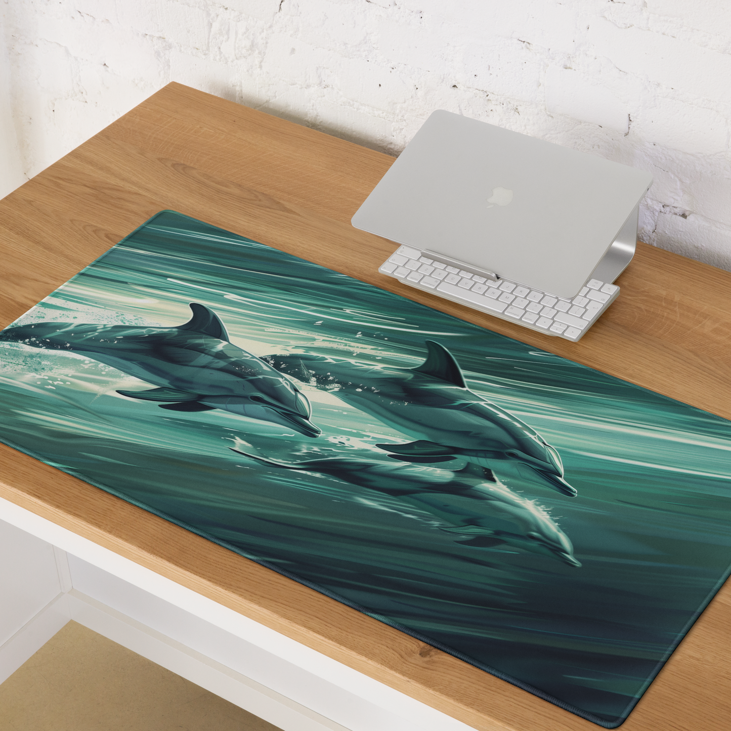 Dolphin Pod Trio Swimming Together Extended XL Gaming Mouse Pad