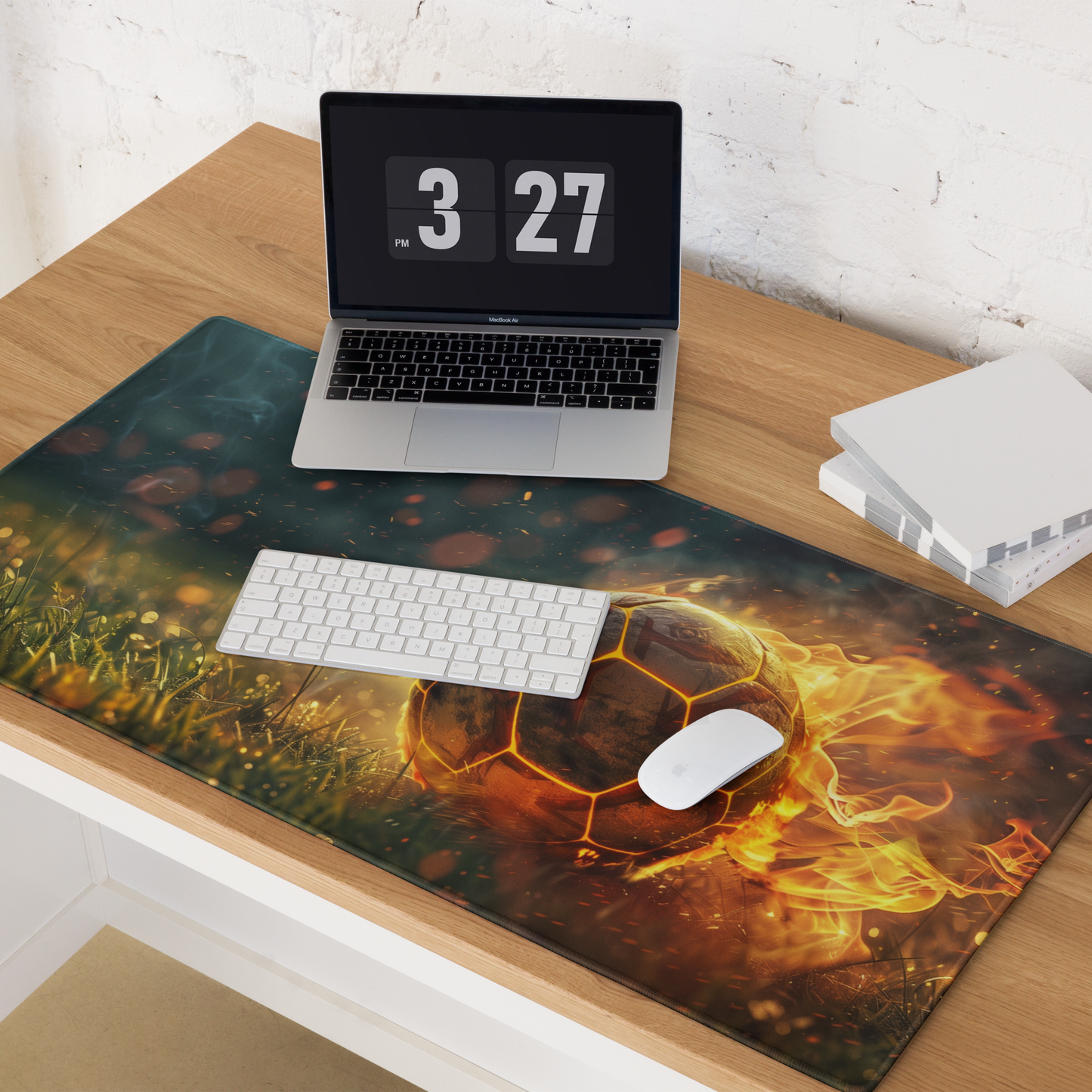 Fiery Soccer Ball Football Extended XL Gaming Mouse Pad