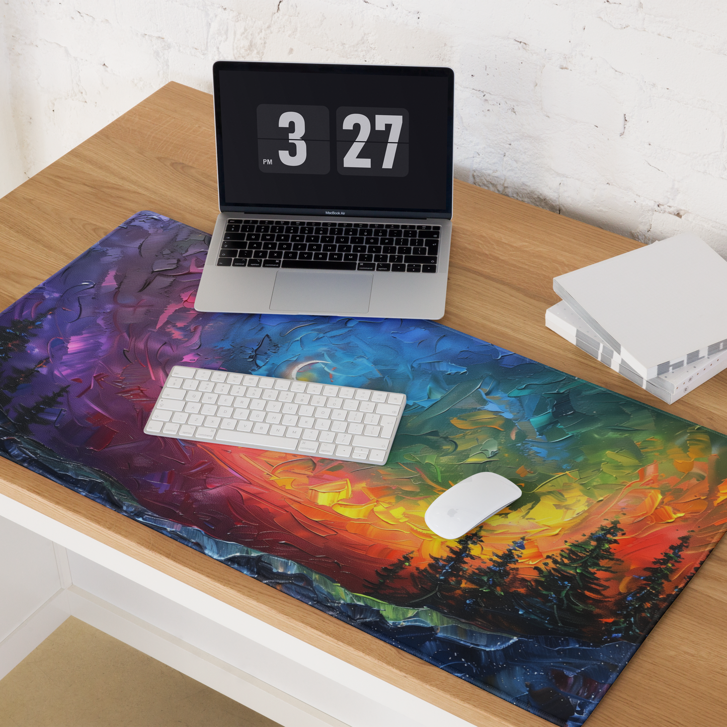 Aurora Borealis Northern Lights Impasto Colorful Landscape Extended XL Gaming Mouse Pad