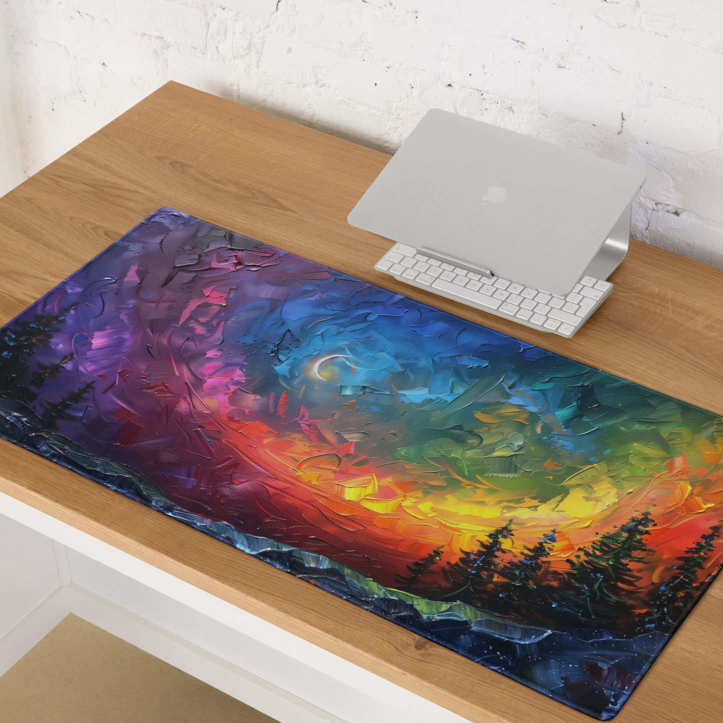 Aurora Borealis Northern Lights Impasto Colorful Landscape Extended XL Gaming Mouse Pad