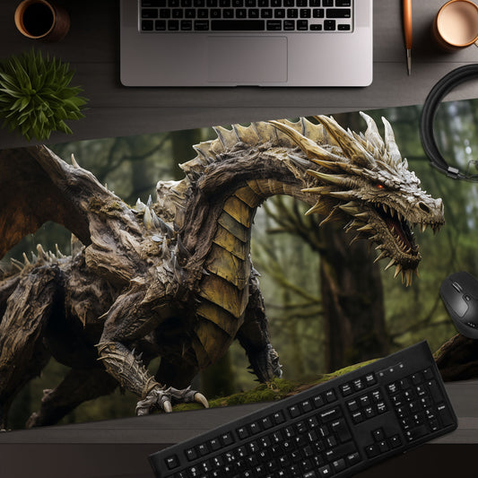 Forest Earth Dragon Green Brown Extended XL Gaming Mouse Pad