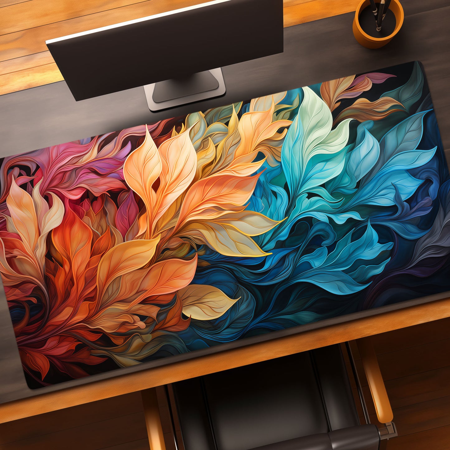 Liquid Leaves Abstract Floral II Extended XL Gaming Mouse Pad