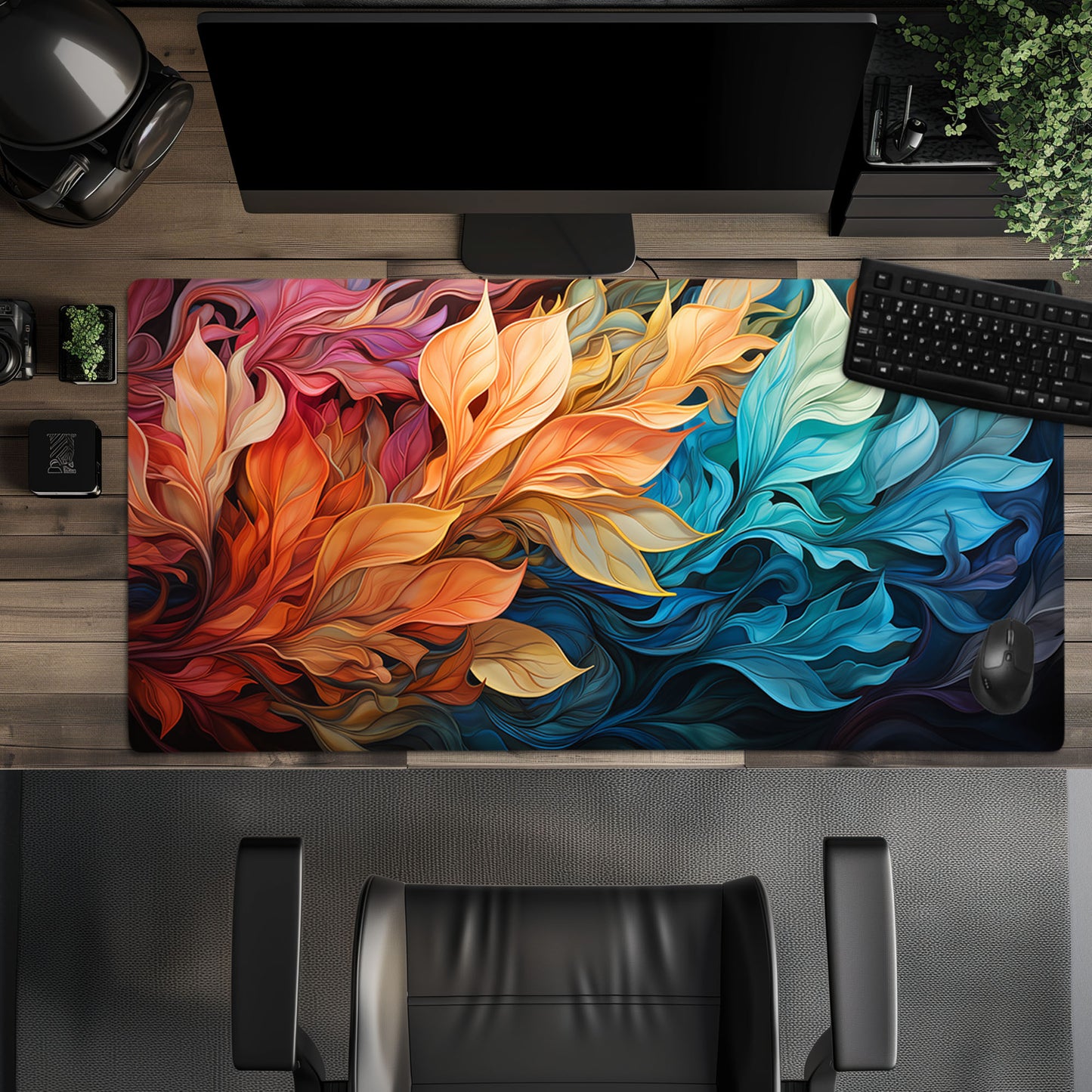 Liquid Leaves Abstract Floral II Extended XL Gaming Mouse Pad