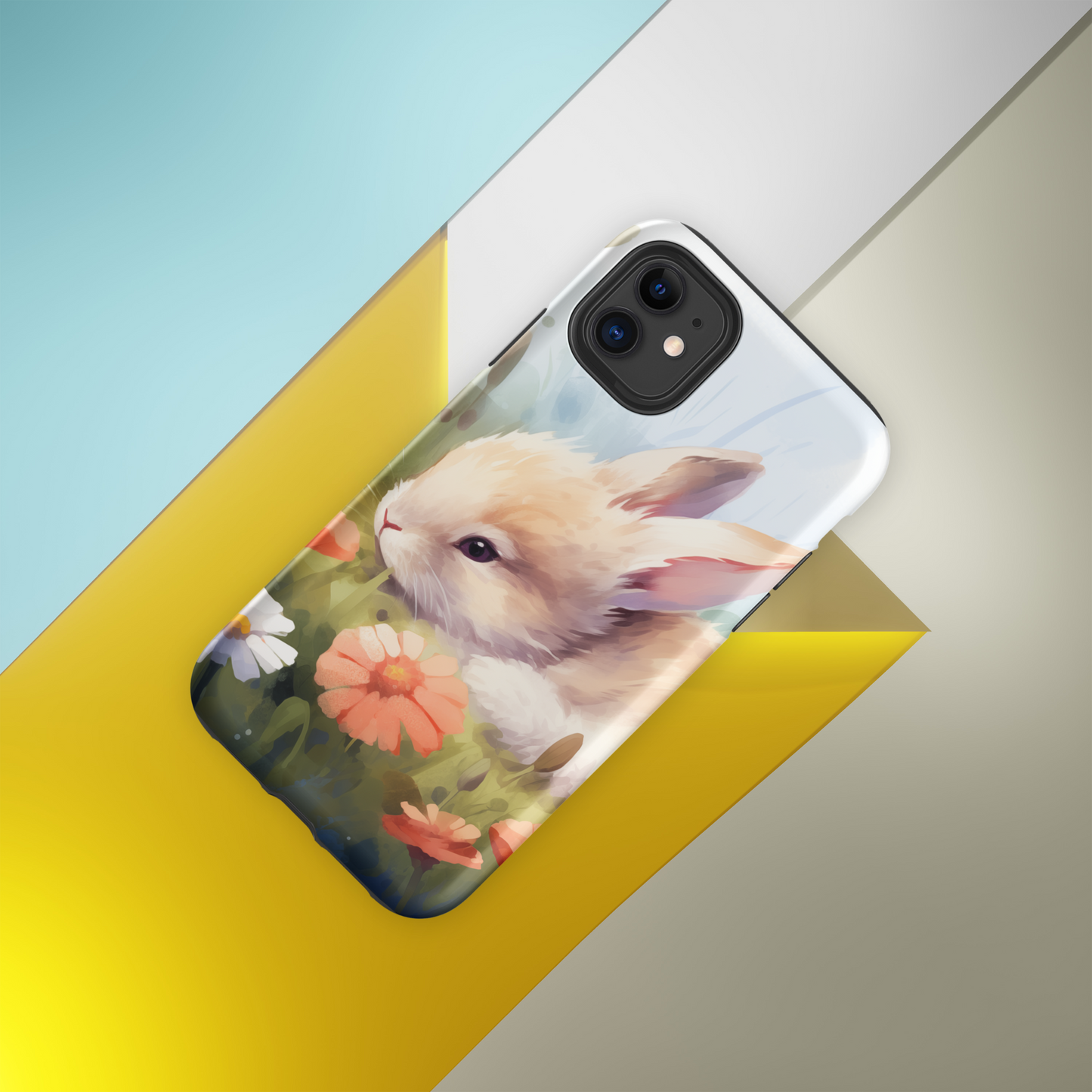 Bunny Rabbit Floral Tough Case For iPhone