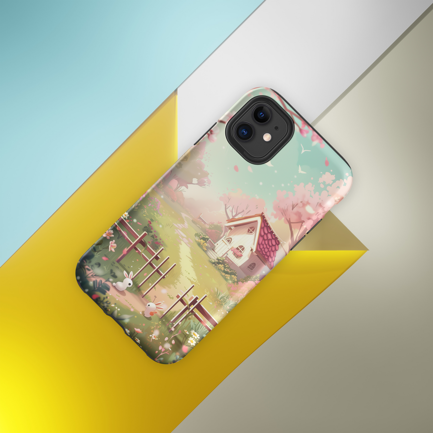 Kawaii Style Bunnies Visit Tough Case For iPhone