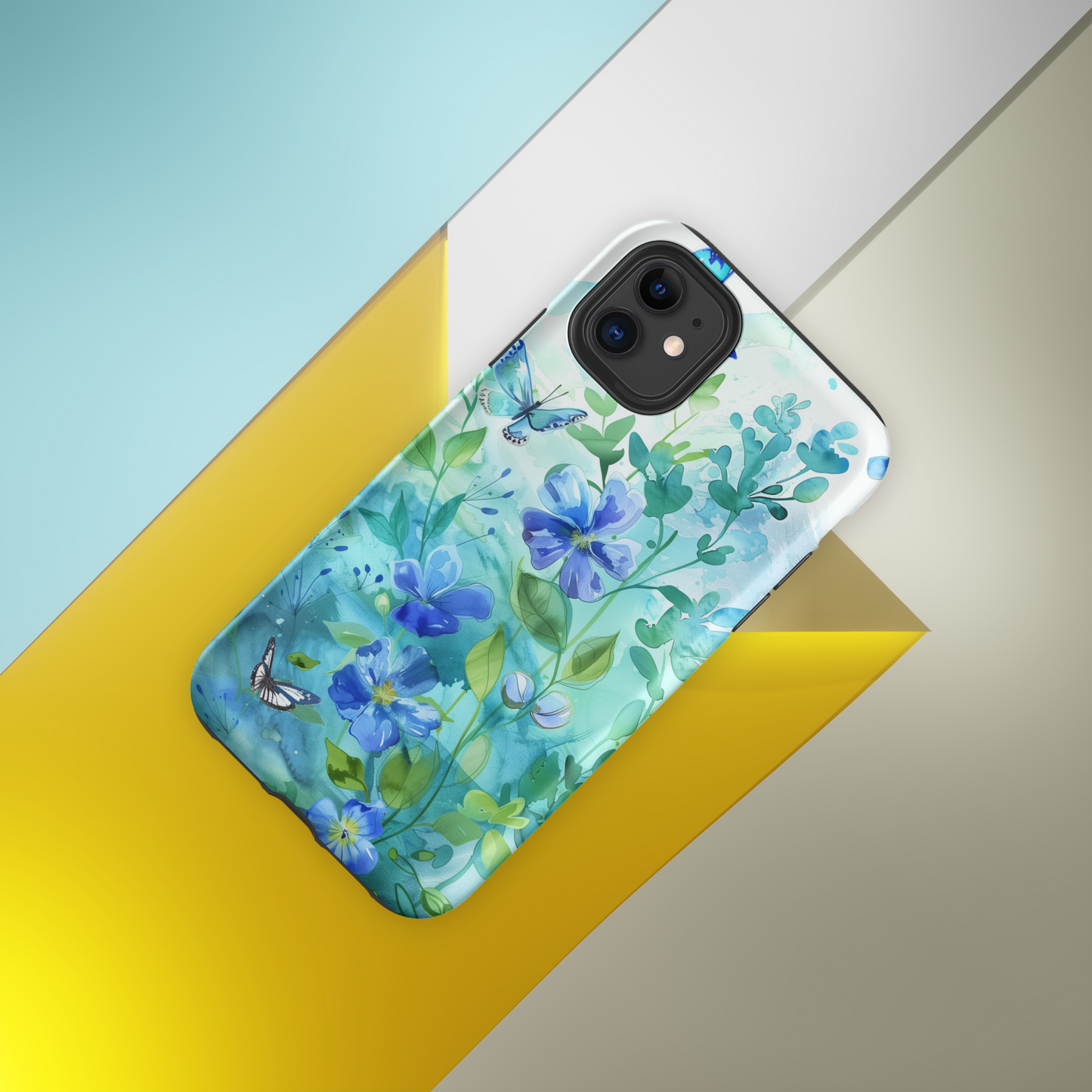 Blue Butterfly Spring Floral Tough Case For iPhone