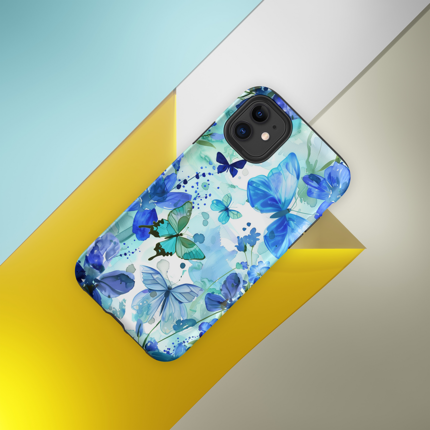 Blue Watercolor Butterflies Tough Case For iPhone