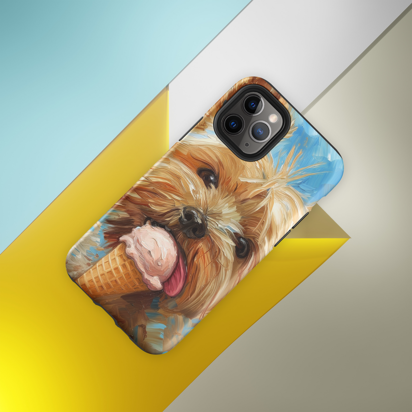 Yorkie Puppy Dog with Ice Cream Tough Case For iPhone