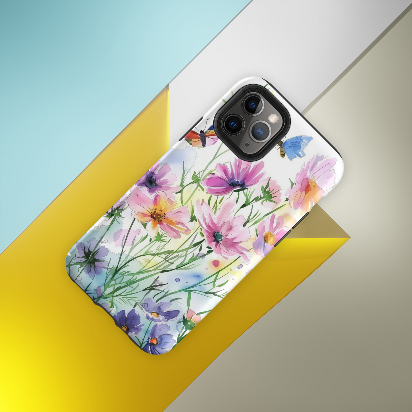 Watercolor Floral Butterfly Tough Case For iPhone