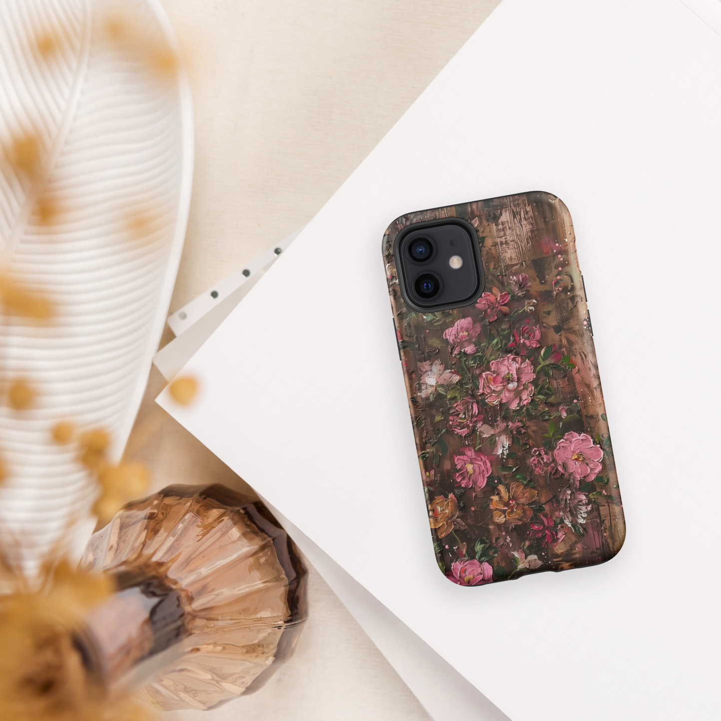 Pink Roses Cottage Core Tough Case For iPhone