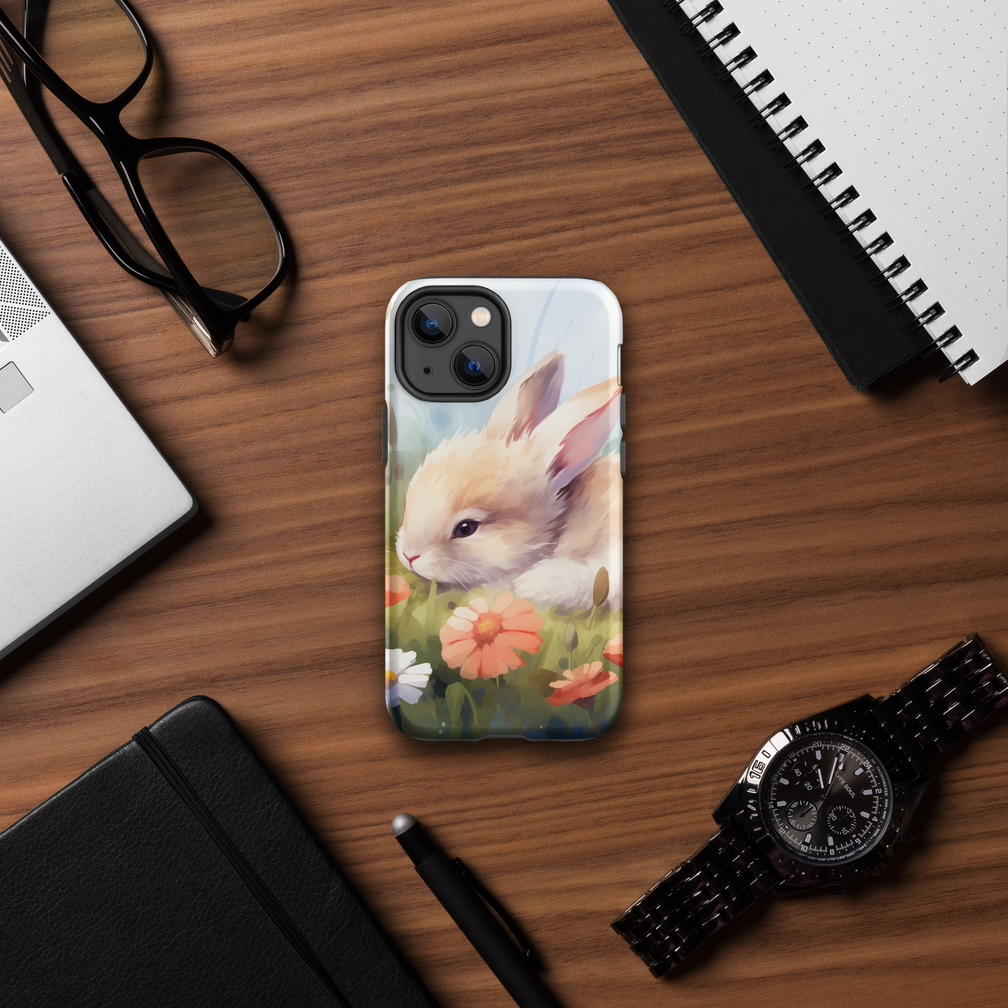 Bunny Rabbit Floral Tough Case For iPhone