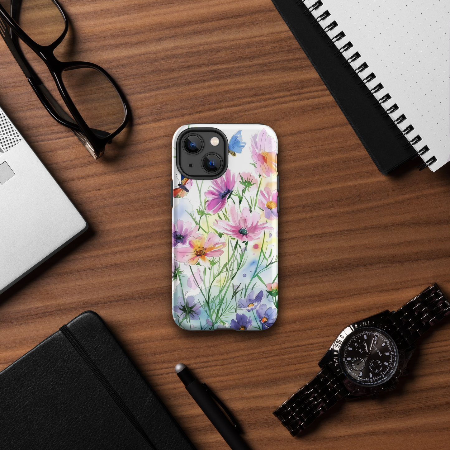 Watercolor Floral Butterfly Tough Case For iPhone