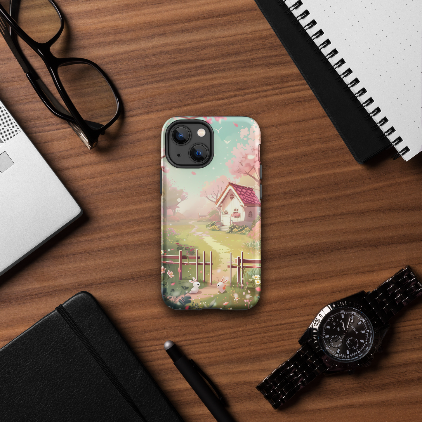 Kawaii Style Bunnies Visit Tough Case For iPhone