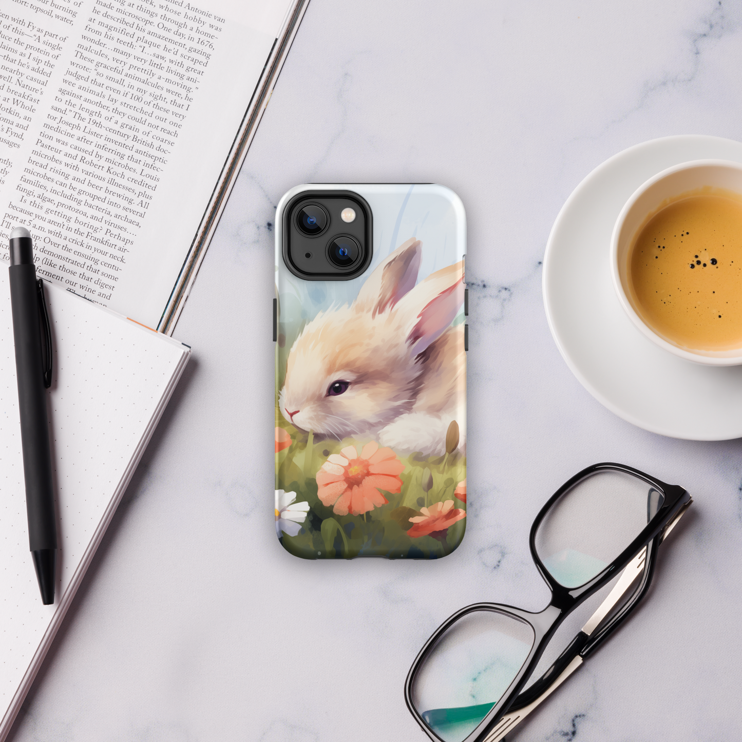 Bunny Rabbit Floral Tough Case For iPhone