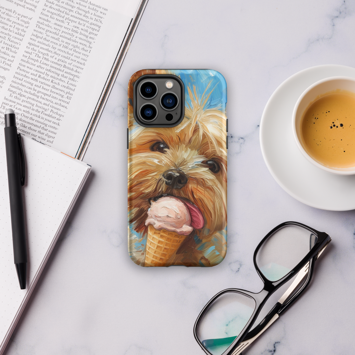 Yorkie Puppy Dog with Ice Cream Tough Case For iPhone