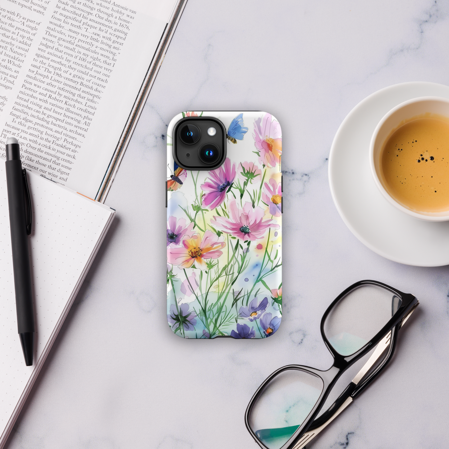 Watercolor Floral Butterfly Tough Case For iPhone